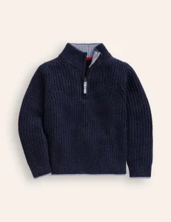 Sweaters & Cardigans-Boden Heritage Half-Zip Sweater-Navy Neps NavyNeps
