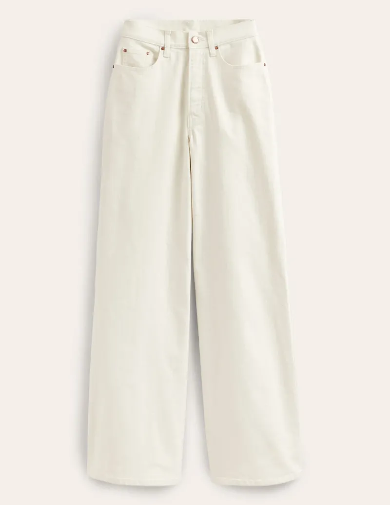 Jeans-Boden High Rise Wide Leg Jeans- Ecru