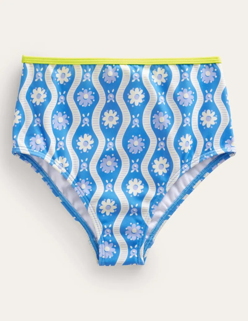 Swimwear & Beachwear-Boden High Waisted Bikini Bottoms-Penzance Blue Daisy Wave PenzanceBlueDaisyWave