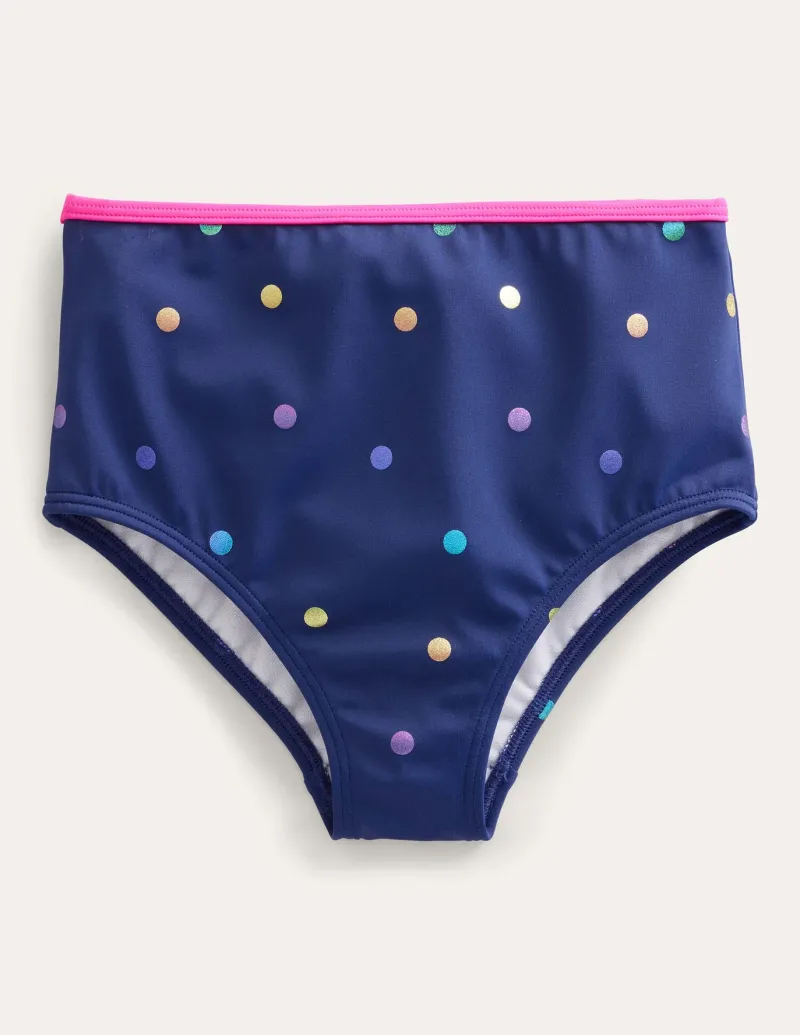 Swimwear & Beachwear-Boden High Waisted Bikini Bottoms-Navy Rainbow Foil Confetti NavyRainbowFoilConfetti