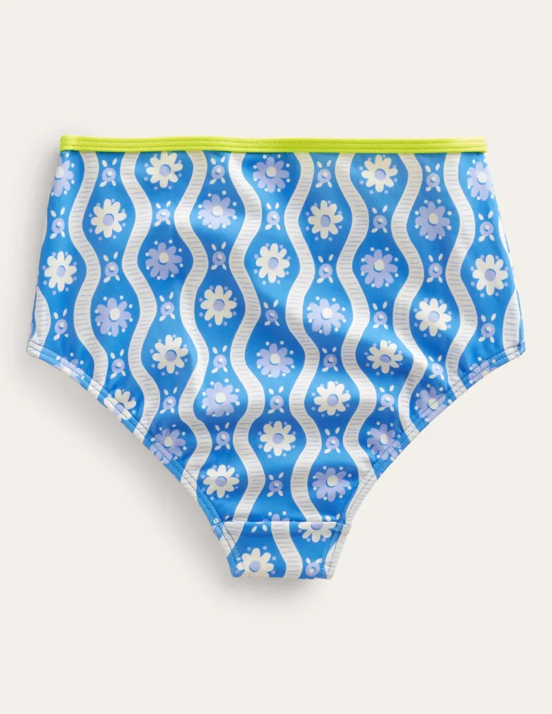 Swimwear & Beachwear-Boden High Waisted Bikini Bottoms-Penzance Blue Daisy Wave PenzanceBlueDaisyWave
