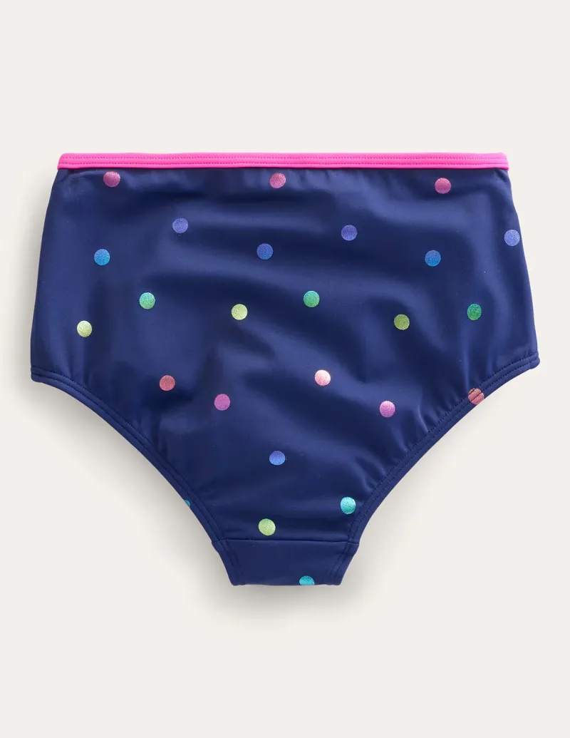 Swimwear & Beachwear-Boden High Waisted Bikini Bottoms-Navy Rainbow Foil Confetti NavyRainbowFoilConfetti