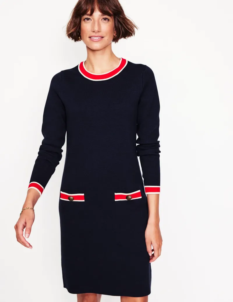 Dresses & Jumpsuits | Petite Dresses-Boden Holly Knitted Shift Dress- Navy