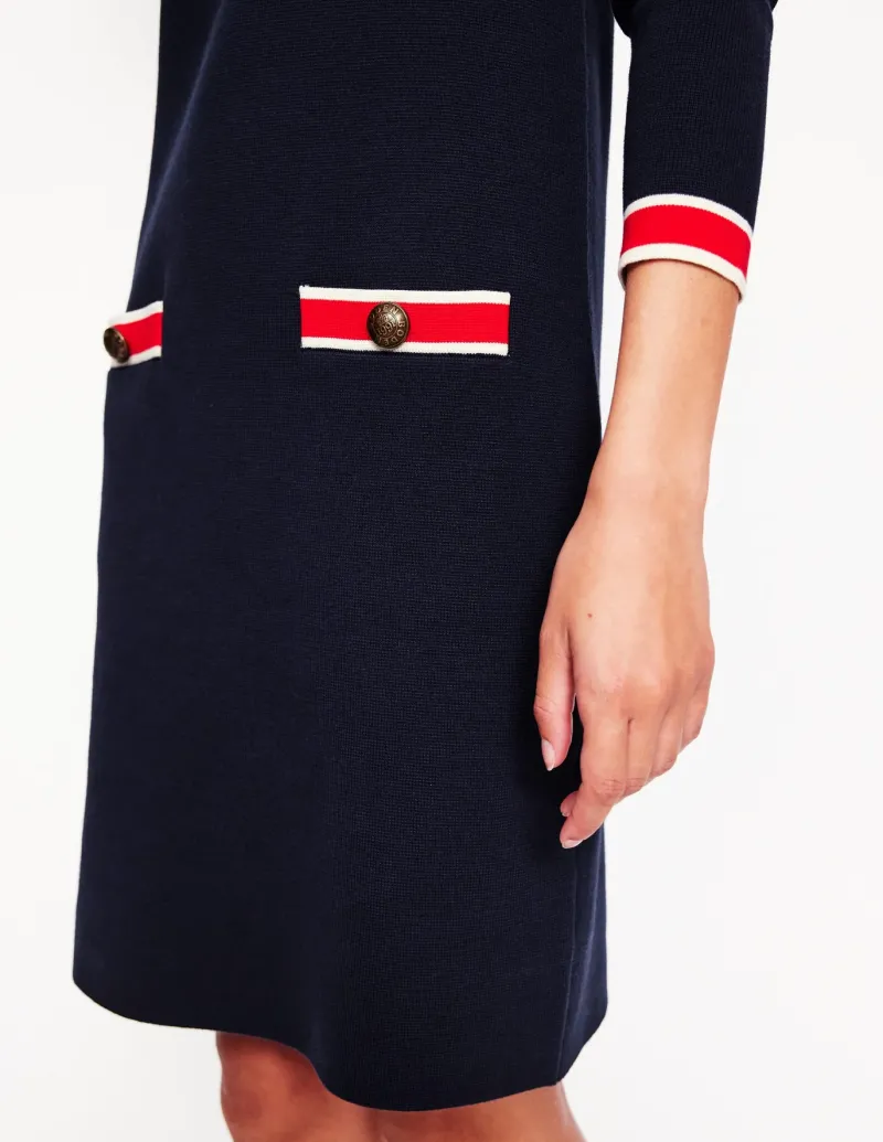 Dresses & Jumpsuits | Petite Dresses-Boden Holly Knitted Shift Dress- Navy