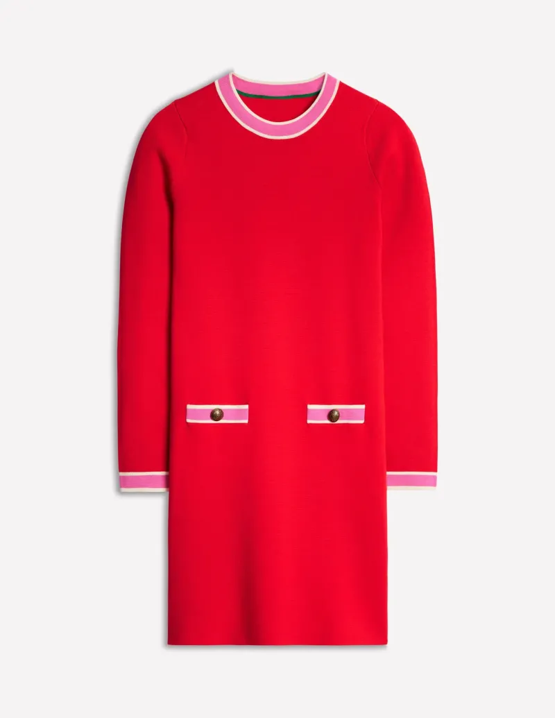 Dresses & Jumpsuits | Petite Dresses-Boden Holly Knitted Shift Dress-Poppy Red PoppyRed