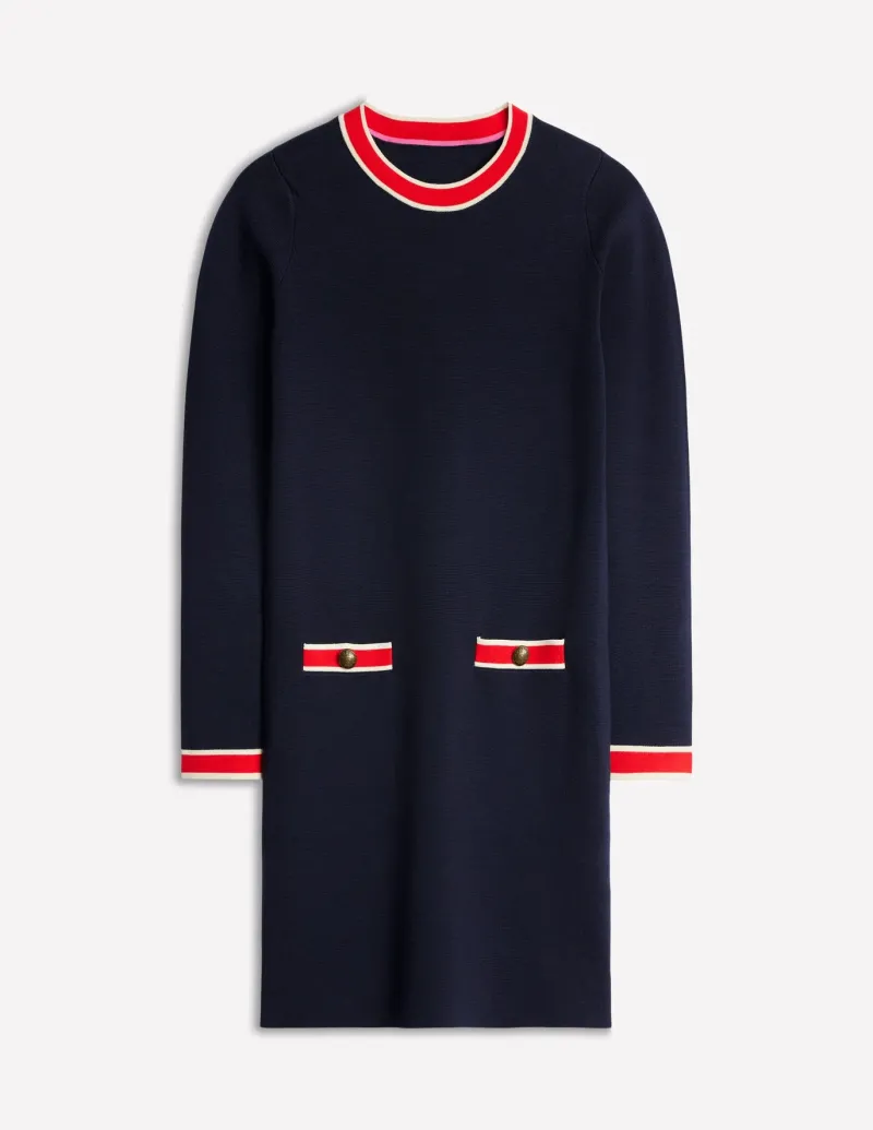 Dresses & Jumpsuits | Petite Dresses-Boden Holly Knitted Shift Dress- Navy