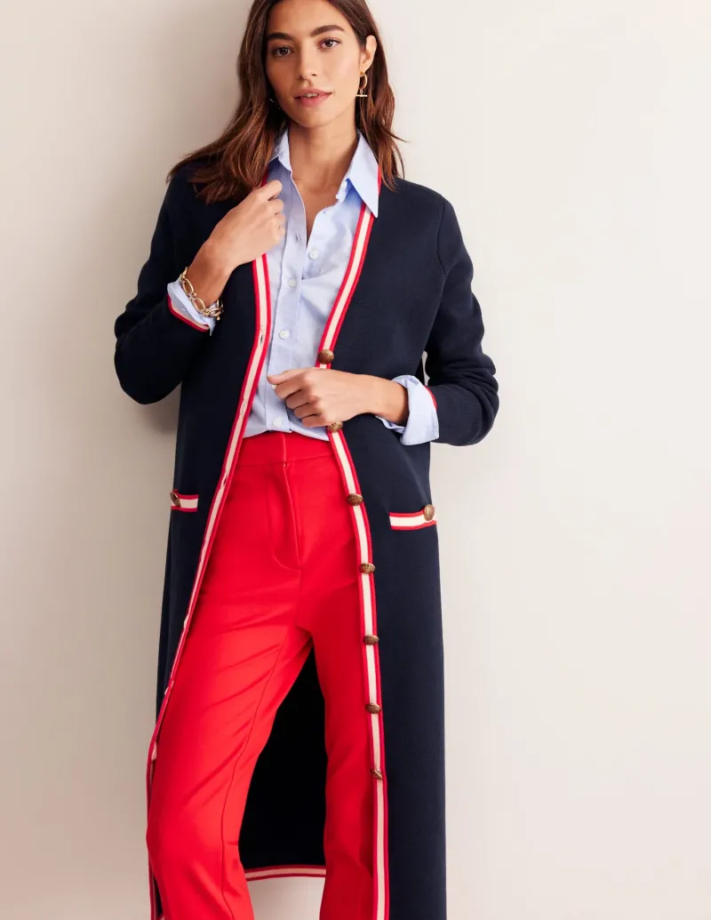 Sweaters & Cardigans-Boden Holly Longline Knitted Jacket- Navy