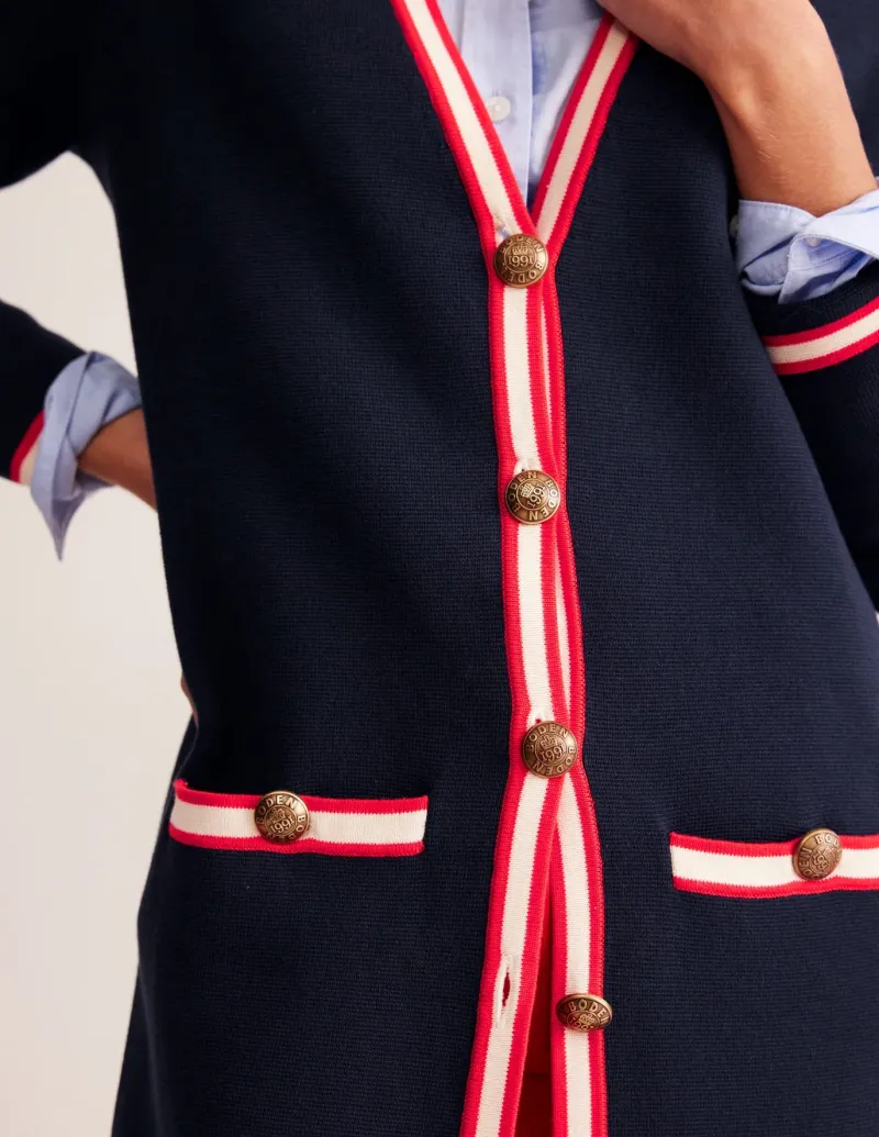 Sweaters & Cardigans-Boden Holly Longline Knitted Jacket- Navy
