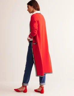 Sweaters & Cardigans-Boden Holly Longline Knitted Jacket-Hot Pepper Red HotPepperRed