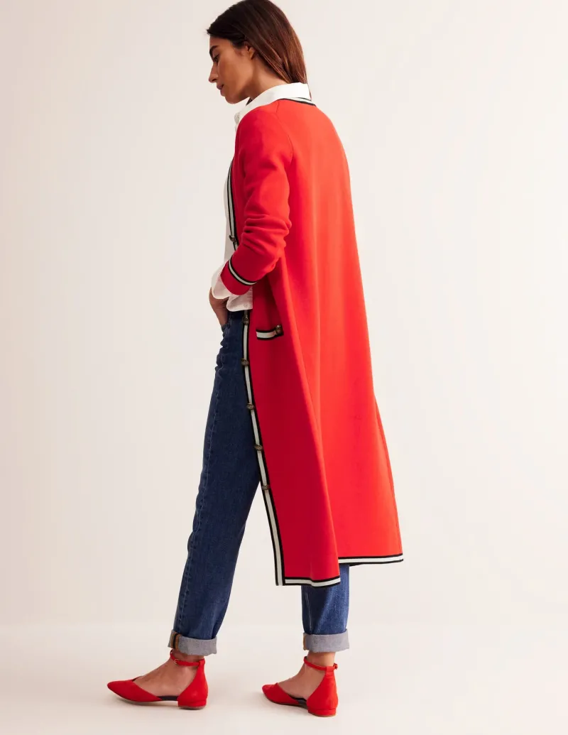 Sweaters & Cardigans-Boden Holly Longline Knitted Jacket-Hot Pepper Red HotPepperRed