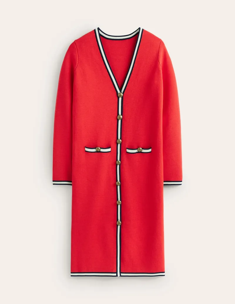 Sweaters & Cardigans-Boden Holly Longline Knitted Jacket-Hot Pepper Red HotPepperRed