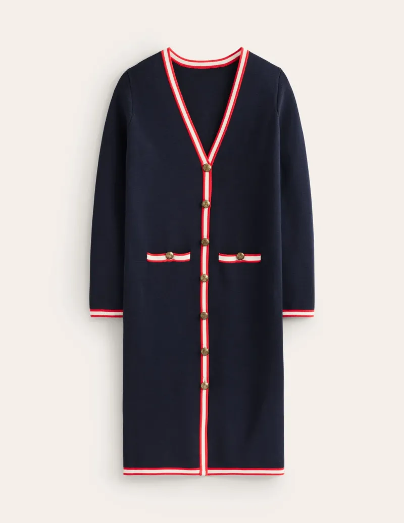 Sweaters & Cardigans-Boden Holly Longline Knitted Jacket- Navy