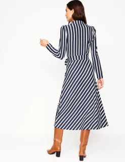 Dresses & Jumpsuits | Midi-Boden Imogen Collared Jersey Dress-French Navy and Ivory Stripe FrenchNavyandIvoryStripe