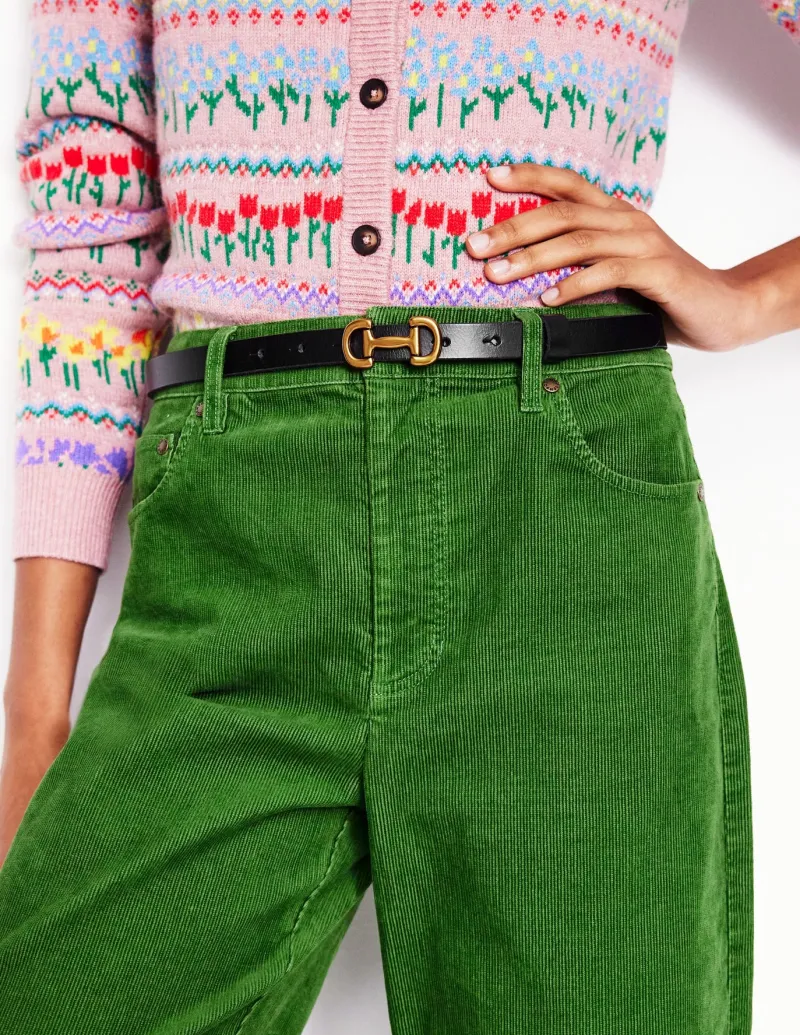 Belts-Boden Iris Skinny Snaffle Trim Belt- Black