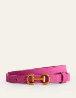 Belts-Boden Iris Skinny Snaffle Trim Belt-Tickled Pink Suede TickledPinkSuede