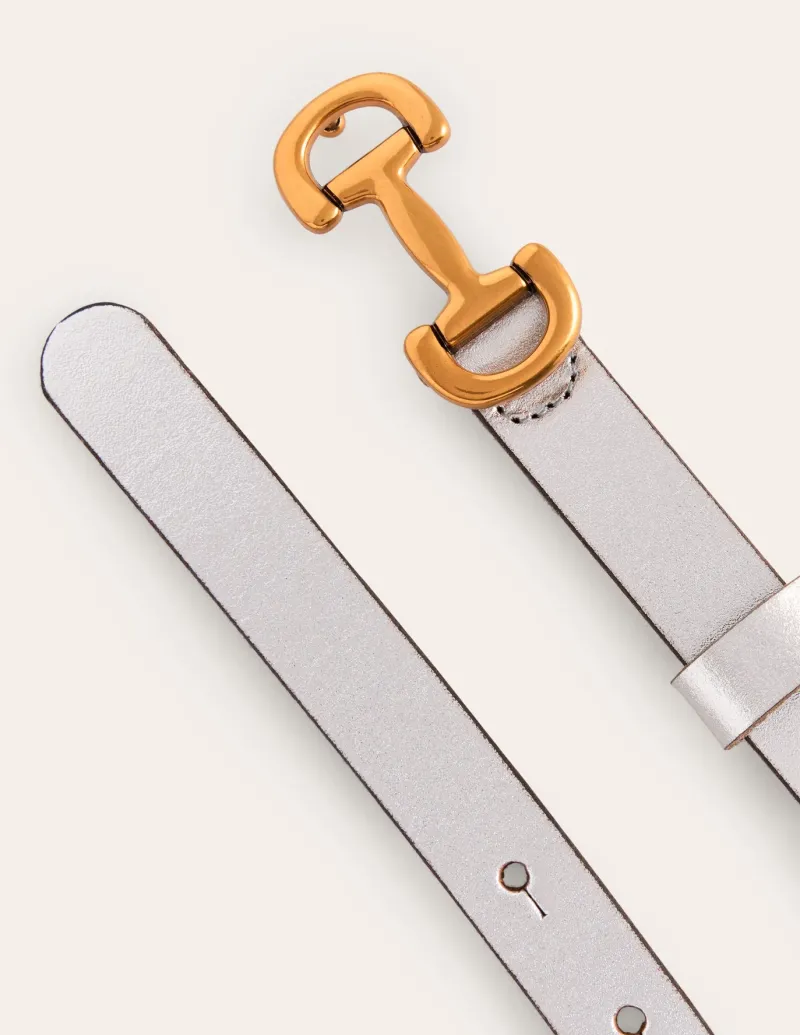 Belts-Boden Iris Skinny Snaffle Trim Belt- Silver