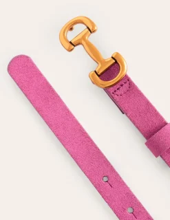 Belts-Boden Iris Skinny Snaffle Trim Belt-Tickled Pink Suede TickledPinkSuede