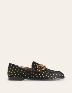 Suits & Tailoring | Flats-Boden Iris Snaffle Loafers-Black and Camel Spot BlackandCamelSpot