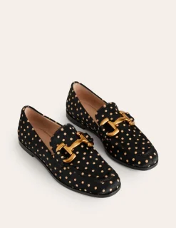 Suits & Tailoring | Flats-Boden Iris Snaffle Loafers-Black and Camel Spot BlackandCamelSpot