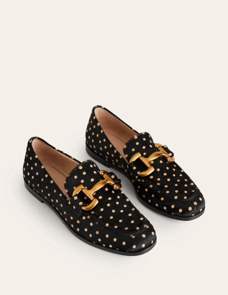 Suits & Tailoring | Flats-Boden Iris Snaffle Loafers-Black and Camel Spot BlackandCamelSpot
