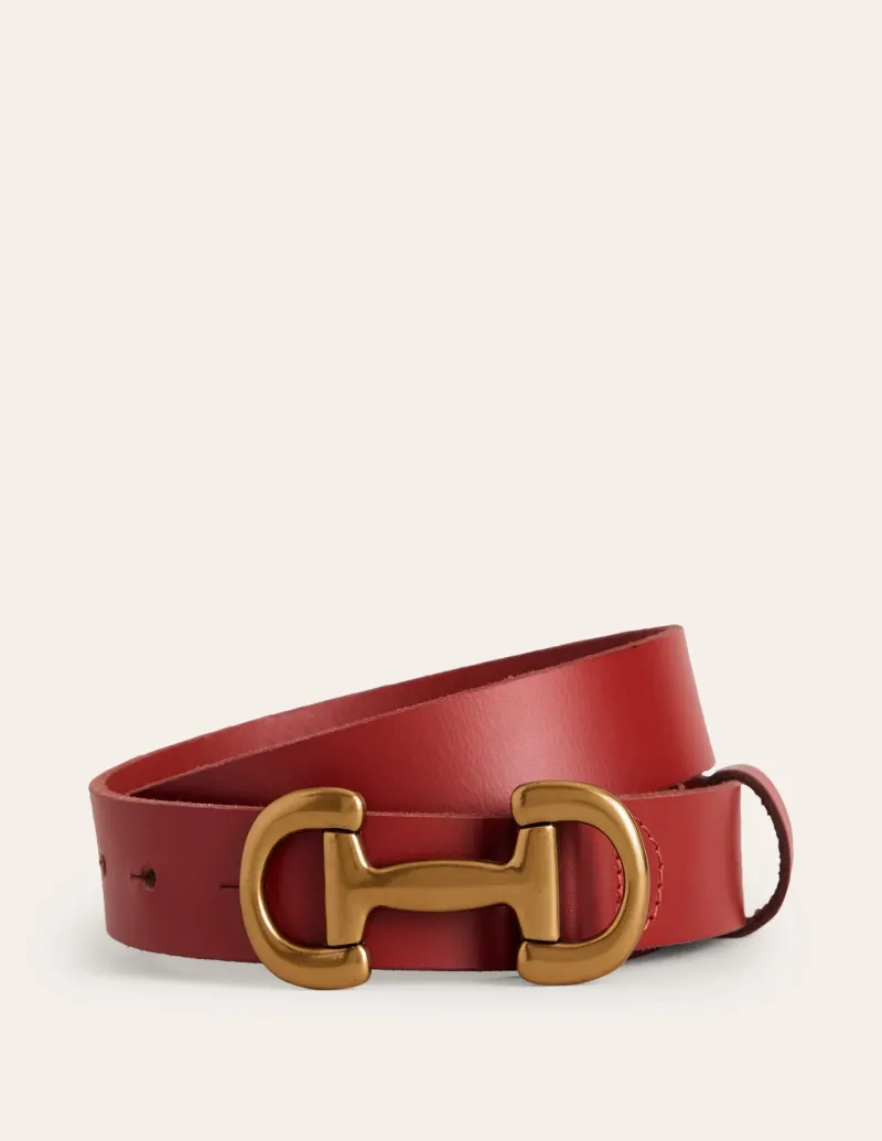 Belts-Boden Iris Snaffle-Trim Leather Belt- Red