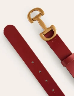 Belts-Boden Iris Snaffle-Trim Leather Belt- Red