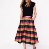 Skirts-Boden Isabella Cotton Sateen Skirt-Pine, Multi Stripe Pine,MultiStripe