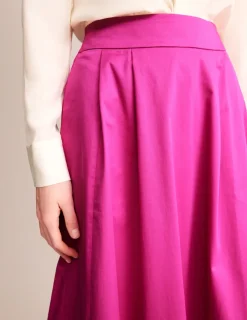 Skirts-Boden Isabella Cotton Sateen Skirt-Rose Violet RoseViolet