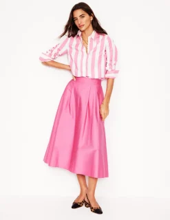 Skirts-Boden Isabella Cotton Sateen Skirt-Sorbet Pink SorbetPink