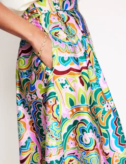 Skirts-Boden Isabella Cotton Sateen Skirt-Multi, Paisley Pome Multi,PaisleyPome