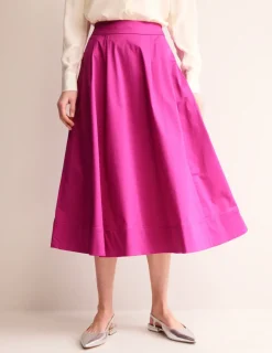 Skirts-Boden Isabella Cotton Sateen Skirt-Rose Violet RoseViolet