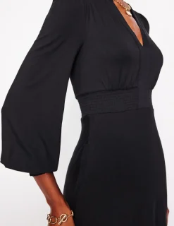 Petite Dresses | Midi-Boden Ivy Smocked Midi Dress- Black