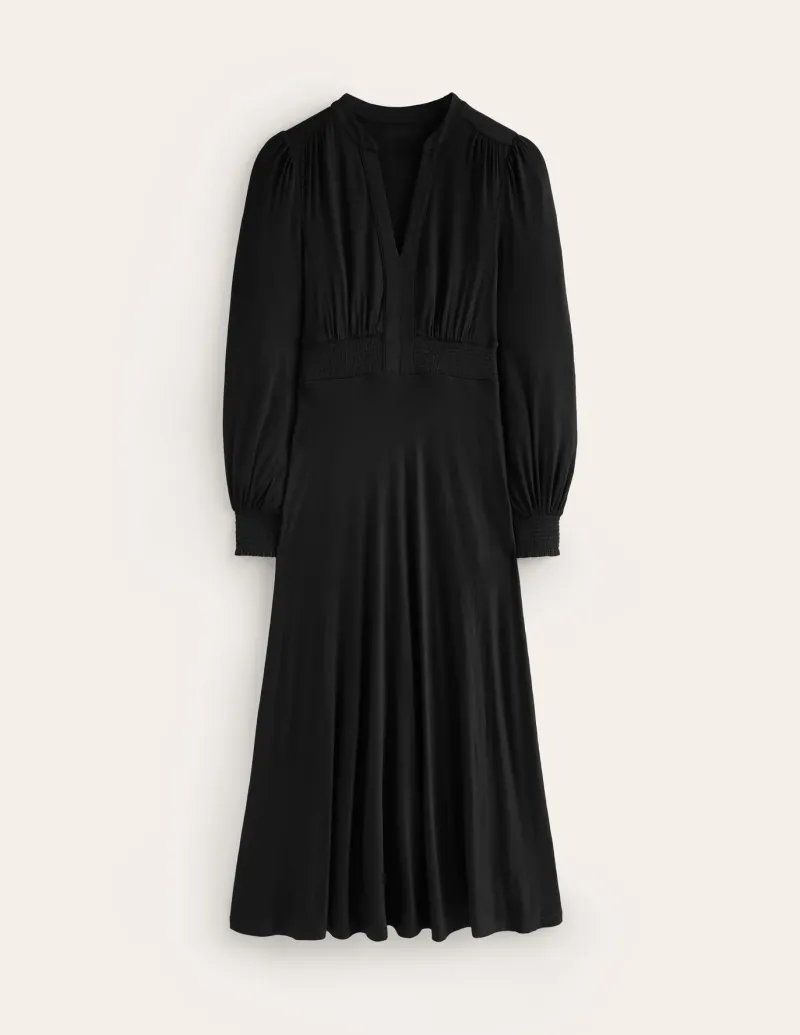 Petite Dresses | Midi-Boden Ivy Smocked Midi Dress- Black
