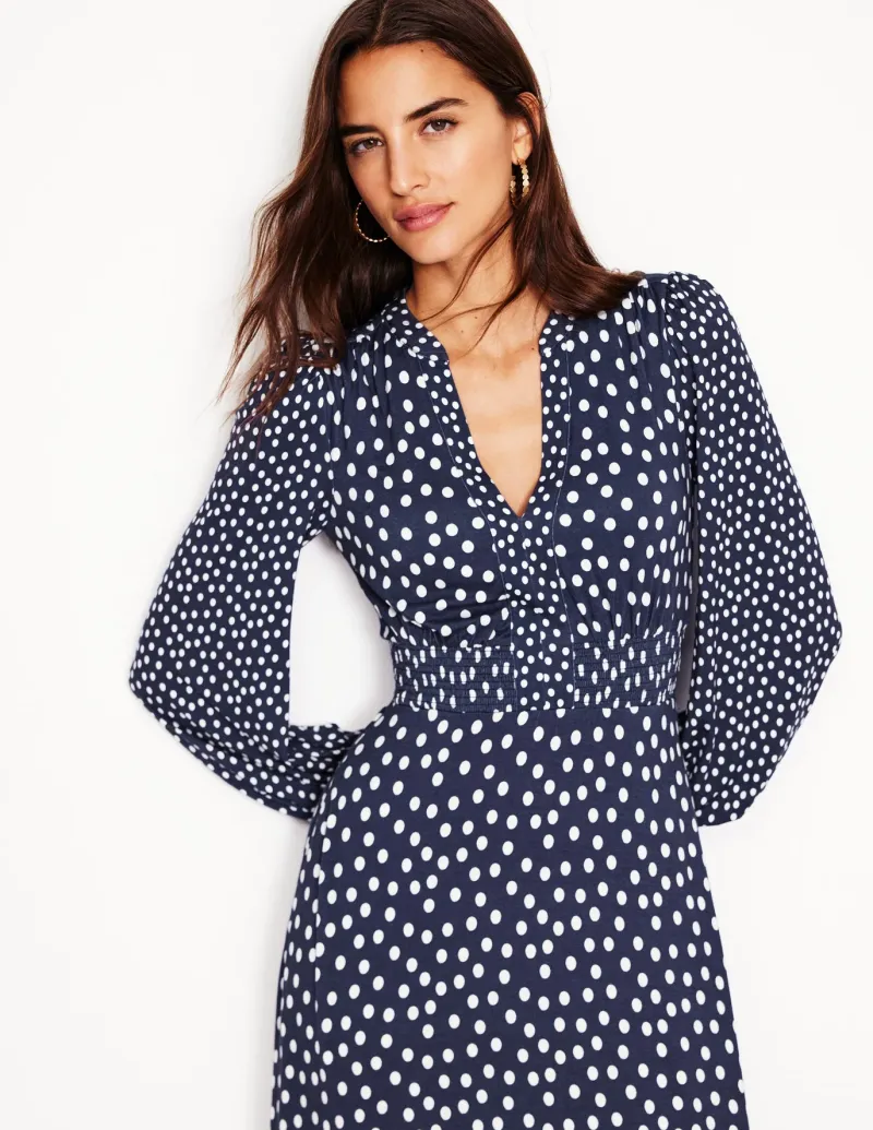 Dresses & Jumpsuits | Midi-Boden Ivy Smocked Midi Dress-College Navy, Abstract Dot CollegeNavy,AbstractDot