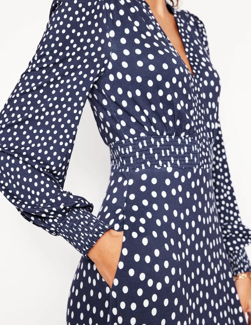 Dresses & Jumpsuits | Midi-Boden Ivy Smocked Midi Dress-College Navy, Abstract Dot CollegeNavy,AbstractDot