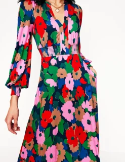 Petite Dresses | Midi-Boden Ivy Smocked Midi Dress-Multi, Painterly Meadow Multi,PainterlyMeadow