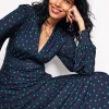 Petite Dresses | Midi-Boden Ivy Smocked Midi Dress-Navy, Sparse Spot Navy,SparseSpot
