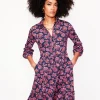 Petite Dresses | Short-Boden Jemima Tiered Jersey Dress-Navy, Floret Cascade Navy,FloretCascade