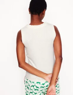 Nightwear & Lougewear-Boden Jersey Henley Pajama Vest- Ivory
