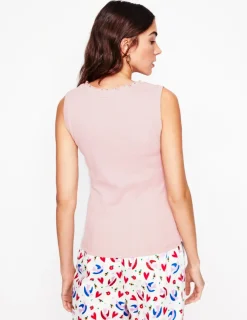 Nightwear & Lougewear-Boden Jersey Henley Pajama Vest-Light Pink Marl LightPinkMarl