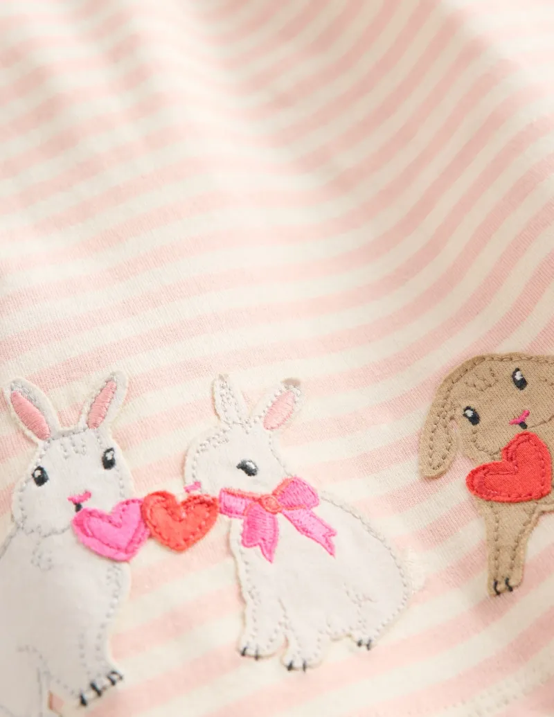 Playsuits & Rompers-Boden Jersey Logo Dress Set-Chalk Pink Bunnies ChalkPinkBunnies