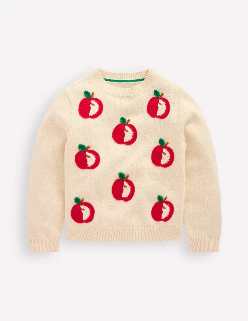 Sweaters & Cardigans-Boden Karina Fun Crochet Sweater-Ivory Apples IvoryApples