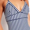Swimwear-Boden Kasos String V Neck Swimsuit-Navy, Ivory Stripe Navy,IvoryStripe