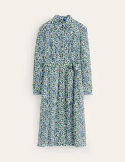 Petite Dresses | Midi-Boden Kate Midi Shirt Dress-Aquamarine, Enchanting Bloom Aquamarine,EnchantingBloom