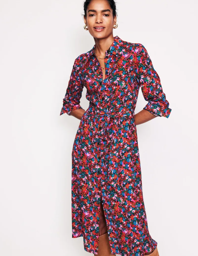 Petite Dresses | Midi-Boden Kate Midi Shirt Dress-Bittersweet, Meadow Pop Bittersweet,MeadowPop
