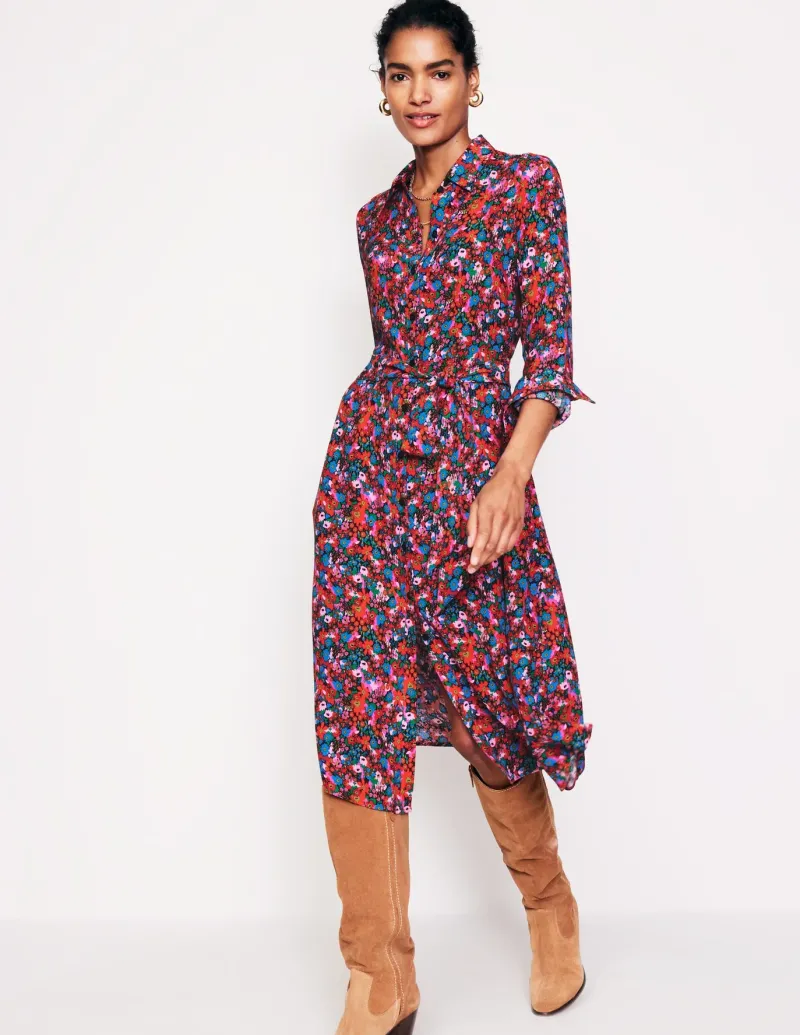 Petite Dresses | Midi-Boden Kate Midi Shirt Dress-Bittersweet, Meadow Pop Bittersweet,MeadowPop