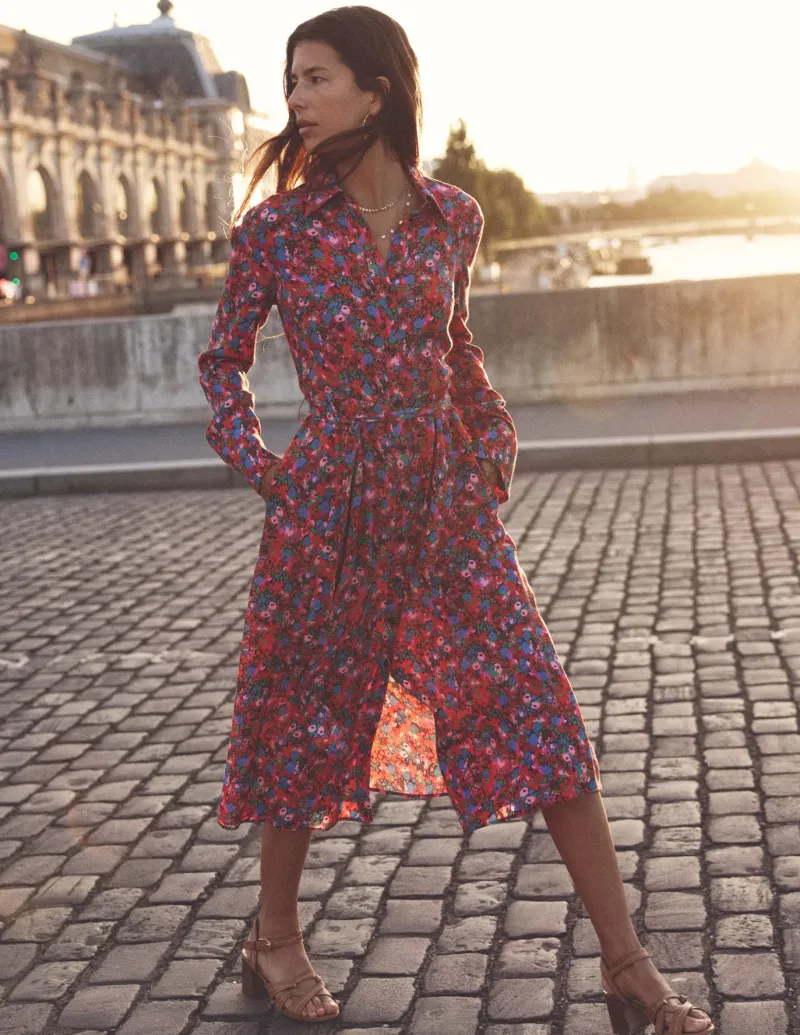 Petite Dresses | Midi-Boden Kate Midi Shirt Dress-Bittersweet, Meadow Pop Bittersweet,MeadowPop