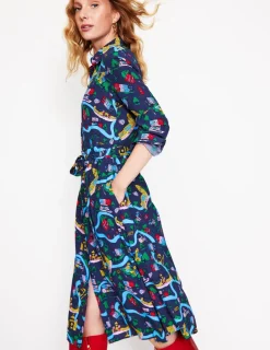 Petite Dresses | Midi-Boden Kate Midi Shirt Dress-French Navy, London Town FrenchNavy,LondonTown