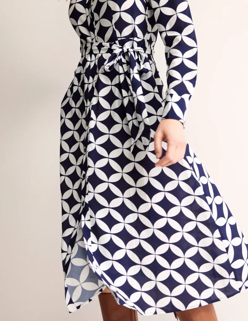 Petite Dresses | Midi-Boden Kate Midi Shirt Dress-French Navy, Diamond Terrace FrenchNavy,DiamondTerrace