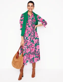 Petite Dresses | Midi-Boden Kate Midi Shirt Dress-Green, Blossom Cascade Green,BlossomCascade